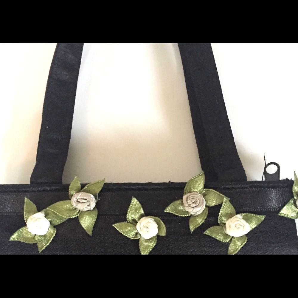 [Bloomingdale's] Small Black Silk Flower Evening Bag - Picture 2 of 4
